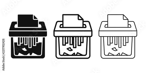 Paper shredder icon silhouette vector, bold outline and line art isolated illustration