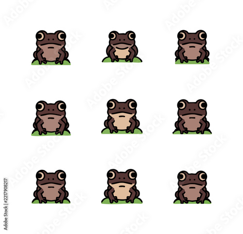 Cartoon frog collection simple illustration pattern