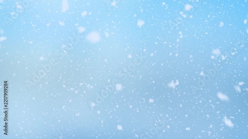 Falling snow flakes winter background. 4K seamless looping Christmas background	