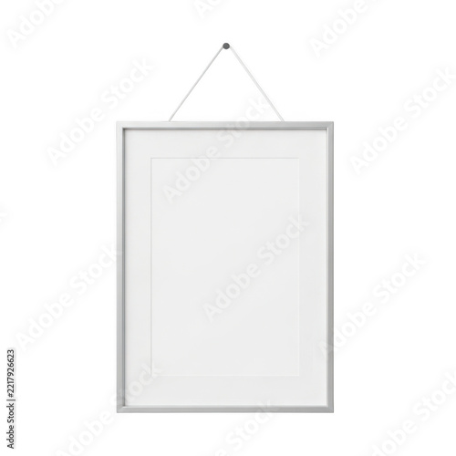 Minimalist empty picture frame hanging on hook