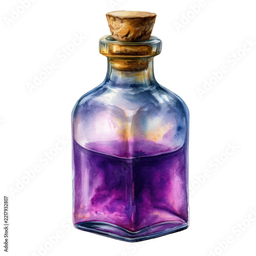 Witch potion bottle with cork stopper, isolated on transparent background