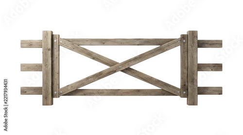 A detailed wooden gate with natural brown texture isolated on transparent background, perfect for rustic landscaping and architectural design projects