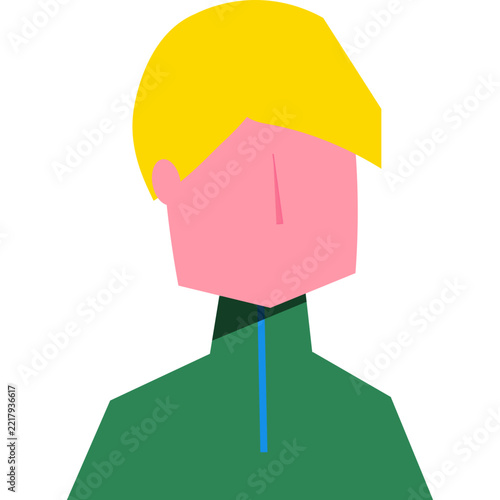 Minimalist Vector Avatar Icon of a Blonde Man in Green Shirt