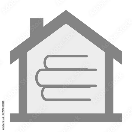 House with books icon symbol graphic