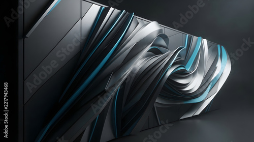 Dynamic Fluid Ribbon Wave Abstract 3D Architectural Render