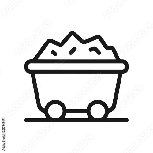 Mining cart vector icon outline illustration for industrial design projects