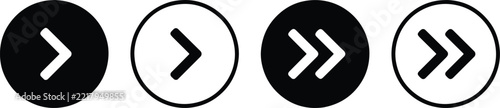 Arrow, set of navigation icons featuring simple directional symbols in black and white circles