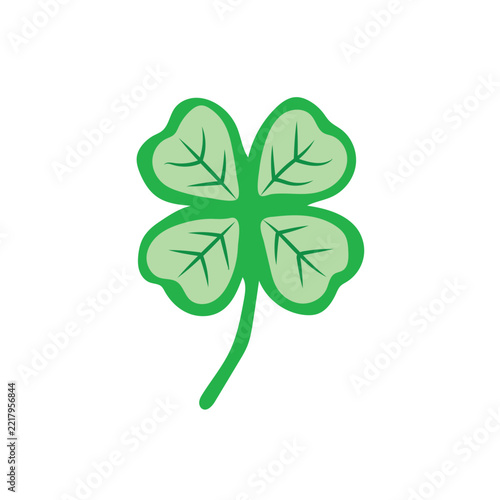 Outlined four leaf clover vector icon. Detailed green lucky charm botanical illustration for spring graphic design.