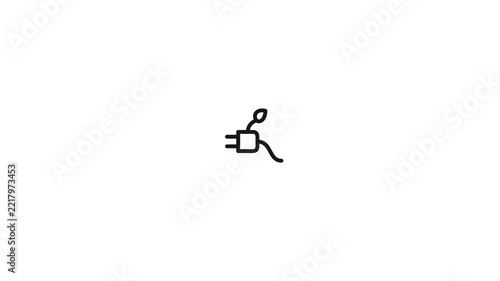 Eco Green Power Plug Line Art Animation for Clean EV Energy and Electric Vehicle