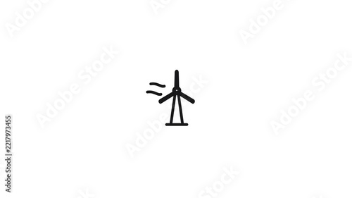 Wind Turbine Propeller Line Art Animation for Clean Sustainable Electric Power