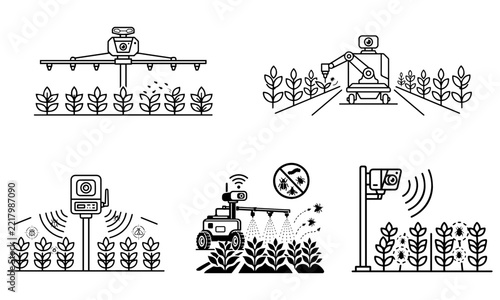 Automated Pest Control Agriculture Icon Set