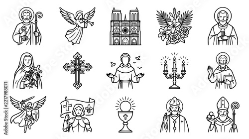 Christian Religious Icons Collection: Saints, Angels, Symbols, Notre Dame