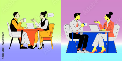 Professional Businessman and Businesswoman Having a Corporate Meeting with White Laptop