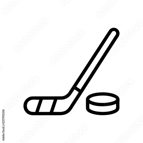 Canvas Print Ice Hockey Stick and Puck Sports Equipment Flat Line Art Icon Graphic Design