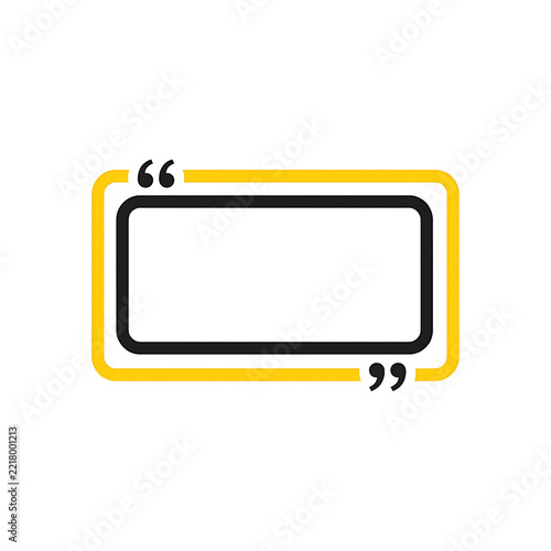 Yellow and black rectangular quote box isolated on transparent