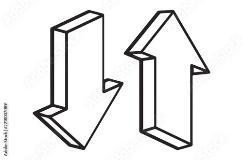 Isometric 3d Up And Down Arrows Vector Collection Direction Symbols