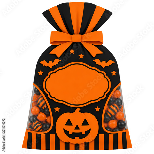 Candy Bag Label Set with Orange and Black Palette for Halloween