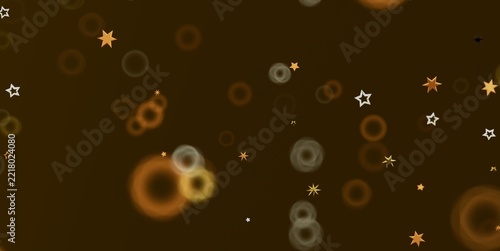 Dark brown backdrop adorned with festive golden stars and soft, glowing bokeh circles.