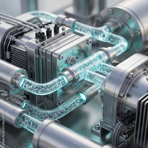 Clean Hydrogen Fuel Cell Energy Equipment Closeup