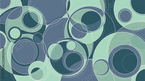 Abstract pixel art pattern with blue and green circles