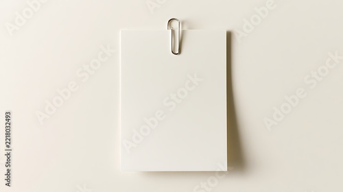 Vertical blank card template with simple silver paper clip