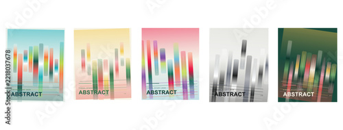 Set of abstract vertical bar posters with gradient color transitions for modern graphic design, creative branding, and artistic visual communication layouts