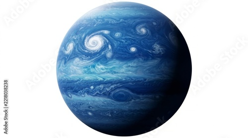 Vibrant Blue Gas Giant Planet with Swirling Storms and Clouds, Outer Space