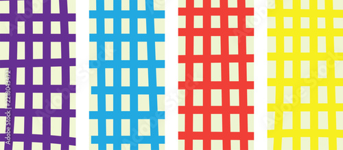 Colorful Grid Pattern Collection, Geometric Woven Lines, Vibrant Checkerboard Backgrounds, Modern Decorative Texture, Abstract Surface Design, Contemporary Creative Artwork