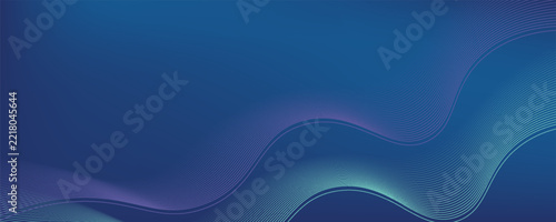 Abstract glowing wave lines on dark blue background. Dynamic wave pattern. Modern flowing wavy lines. Futuristic technology concept. Suit for banner, poster, cover, brochure, flyer, website