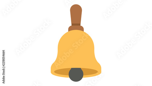 Cartoon Bell, Single Yellow Handbell with Wooden Clapper