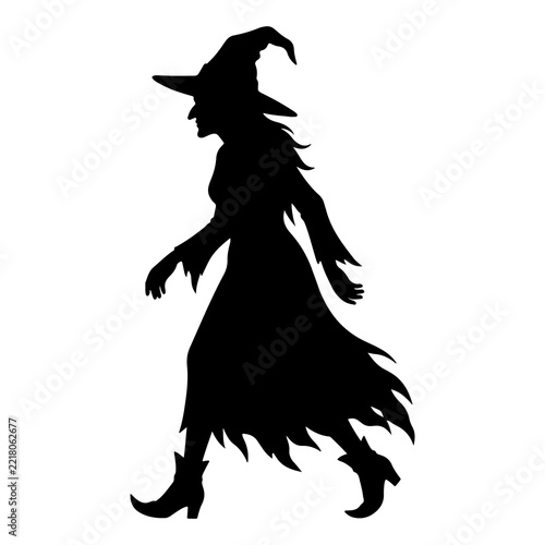 Classic Halloween Witch Walking Silhouette