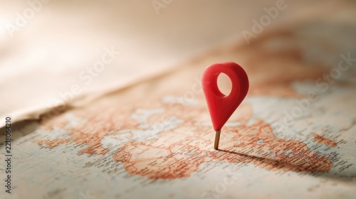Map with location pin and navigation details. Modern travel and geolocation photo ideal for logistics, tourism, delivery, business and digital projects.