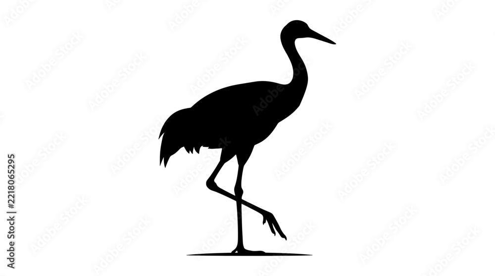 Fototapeta premium Crane Bird Silhouette Vector Black Icon Isolated on White Background