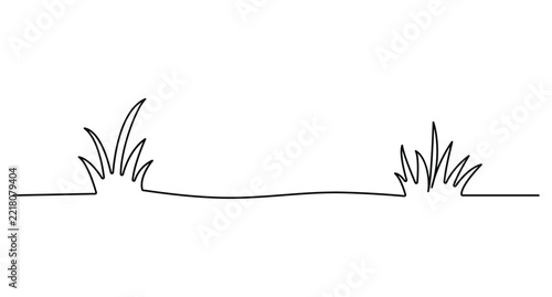 Continuous line drawing of green grass on transparent background for nature and landscape designs