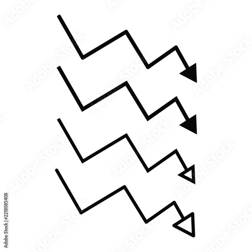 Black zigzag arrows pointing downward in sequence Vector