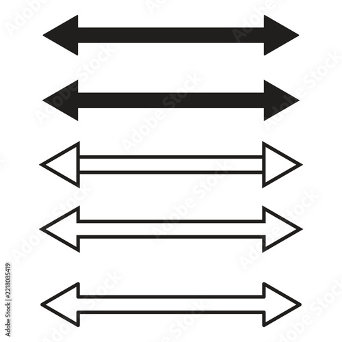 Minimalist collection of horizontal double-headed arrows with varying thickness and shading for design or presentation use.
