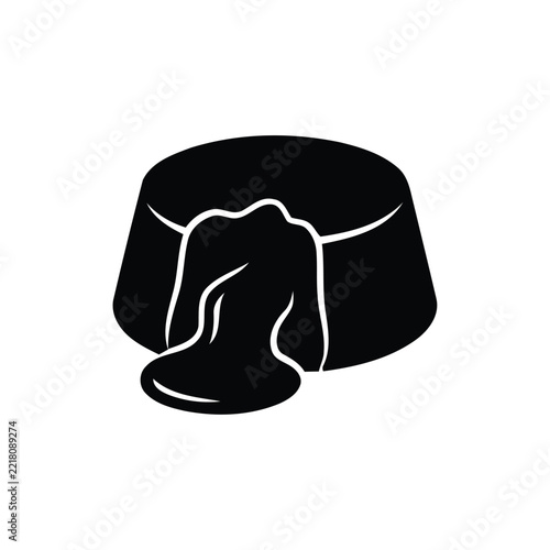 Black cowboy hat vector icon, minimalist western headwear, simple silhouette logo symbol, wild west emblem