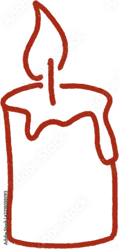 Burning Candle Red Hand Drawn Line Art