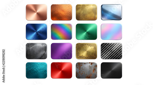 Collection of metallic textures and backgrounds in various vibrant colors