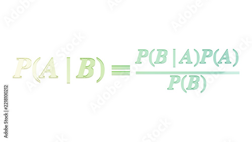 Bayes conditional probability theorem in green glass isolated