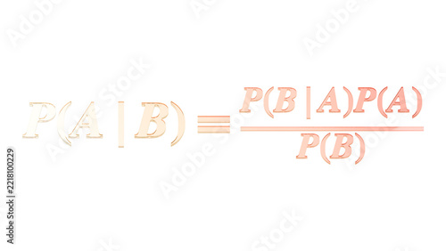 Bayes conditional probability theorem in gold glass isolated