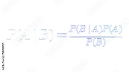 Bayes conditional probability theorem in pastel glass isolated