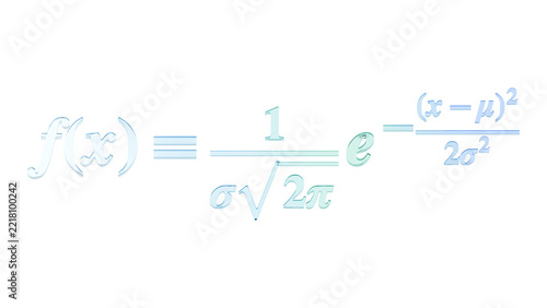 Normal probability density formula in turquoise glass isolated