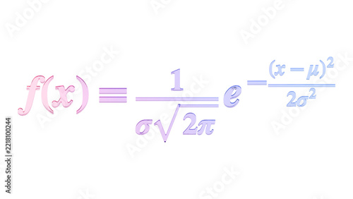 Normal probability density formula in purple glass isolated