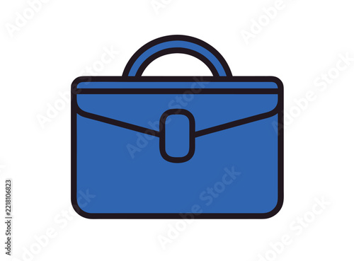 Blue briefcase vector icon flat line illustration isolated on white background