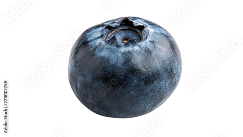 Single fresh ripe blue blueberry berry whole isolated on transparent background