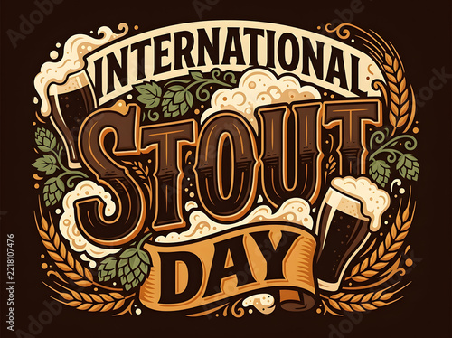 Vintage international stout day badge illustration