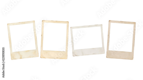 Row of vintage polaroid photo frames isolated on transparent background