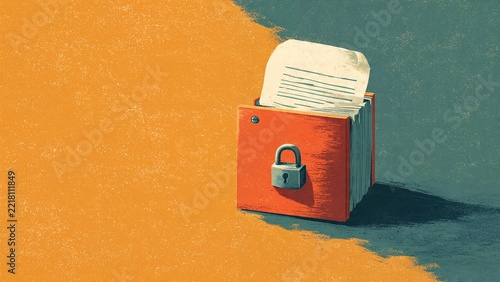 Secure Package Protection Concept with Lock Symbol - Secure Document Include Copy Space