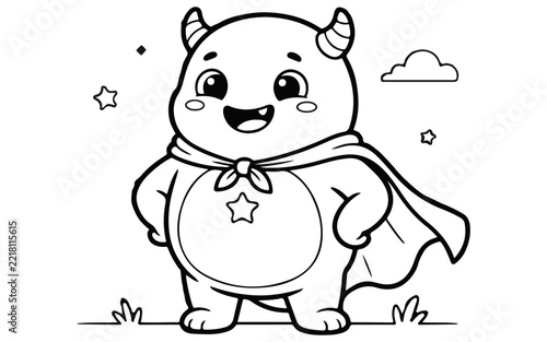 Adorable little devil superhero a fun coloring page for kids of all ages to enjoy
